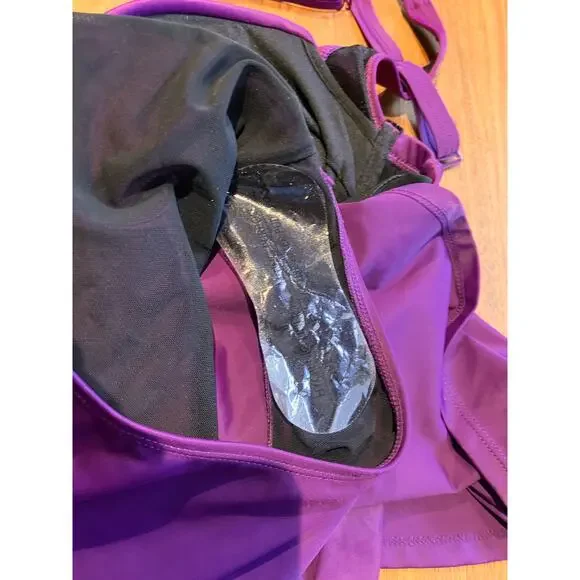 TORRID NWT Purple Sz 0 L Peplum 1 Piece Swimsuit REMOVABLE PADDING MSPR $98.90 - Picture 4 of 8